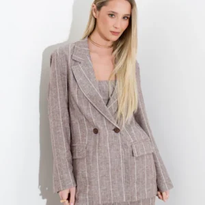 pinstriped blazer in viscose linen